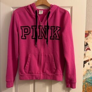 PINK Victoria's Secret Hot Pink Hoodie with Black Drawstrings